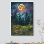 Tableaux Lune dans le ciel au-dessus d'une forêt