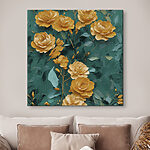 Tableaux Fleurs jaunes sur fond vert