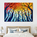 Tableaux Peinture d'un arbre coloré avec de nombreuses branches et feuilles