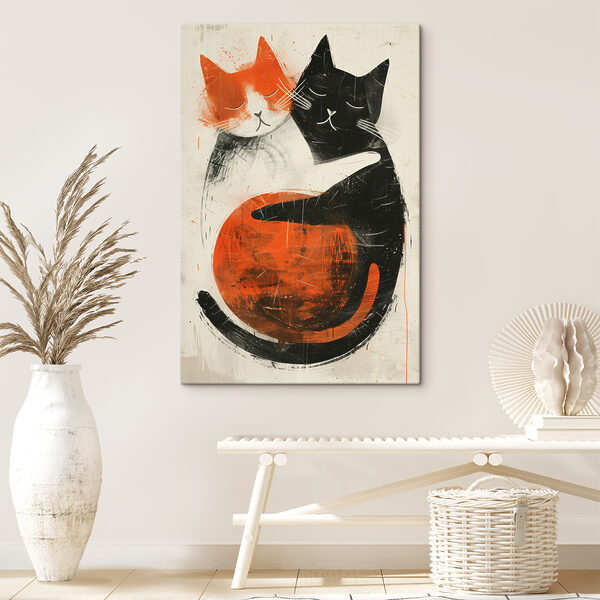 Deux chats se serrant l'un contre l'autre Tableaux Deux chats se serrant l'un contre l'autre