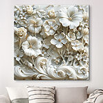 Tableaux Motif floral blanc sur une surface en marbre