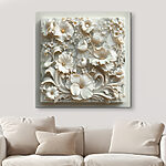 Tableaux Motif floral blanc sur une surface en marbre