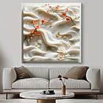 Tableaux Mur blanc avec fleurs et feuilles