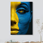 Tableaux Regard vibrant en bleu et jaune