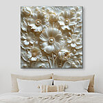Tableaux Sculpture de fleurs blanches avec feuilles et fleurs