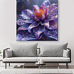 Tableaux Fleur violette avec des points orange