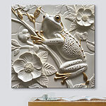 Tableaux Élégante grenouille au milieu de fleurs en céramique