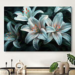 Tableaux Groupe de fleurs blanches avec des gouttes d'eau sur elles