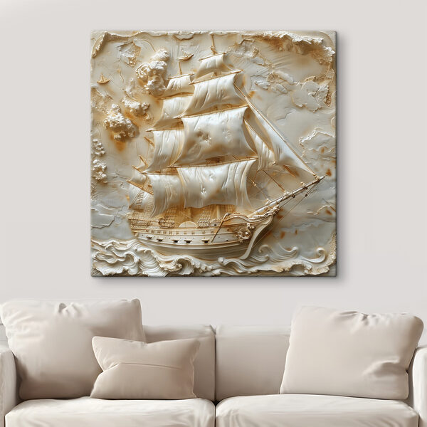 Navire sculpté avec des voiles Tableaux Navire sculpté avec des voiles