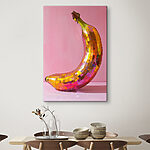 Tableaux Banane miroir colorée sur fond rose