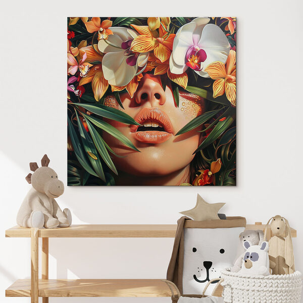Femme avec des fleurs sur la tête Tableaux Femme avec des fleurs sur la tête