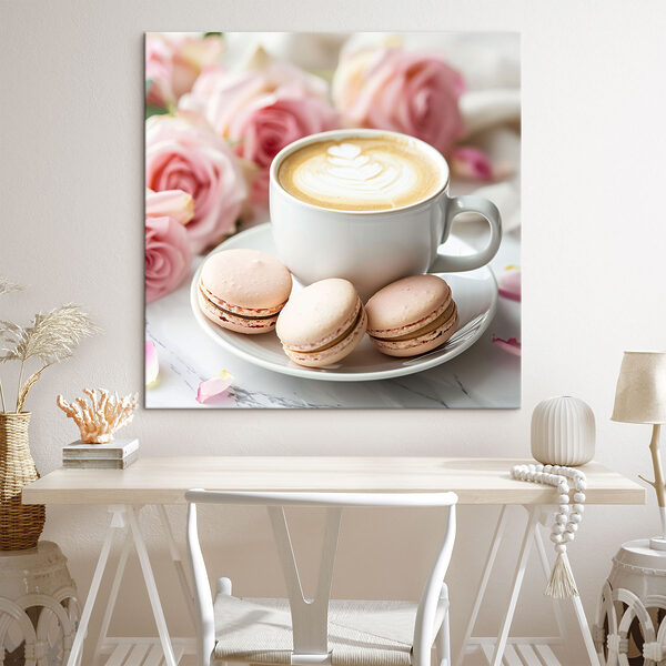 Tasse de café et biscuits sur une assiette Tableaux Tasse de café et biscuits sur une assiette