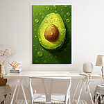 Tableaux Moitié d'avocat avec gouttes brillantes