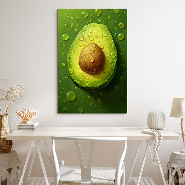 Moitié d'avocat avec gouttes brillantes Tableaux Moitié d'avocat avec gouttes brillantes
