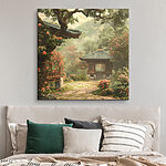 Tableaux Jardin avec gazebo et arbres