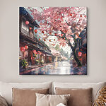 Tableaux Rue avec lanternes roses et arbres