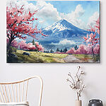 Tableaux Montagne avec des fleurs roses