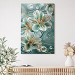 Tableaux Des fleurs éthérées sur des vagues brumeuses.