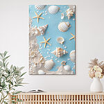 Tableaux Groupe de coquillages et d'étoiles de mer sur le sable