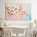 Tableaux Peinture de fleurs sur fond rose