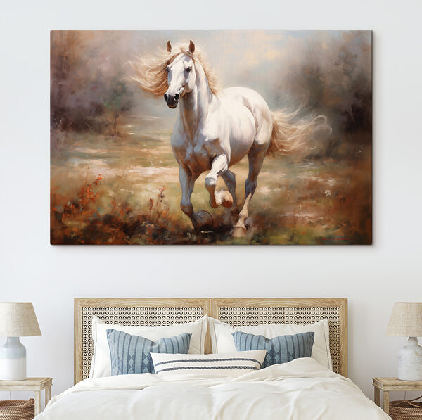 Cheval blanc courant dans un champ Tableaux Cheval blanc courant dans un champ