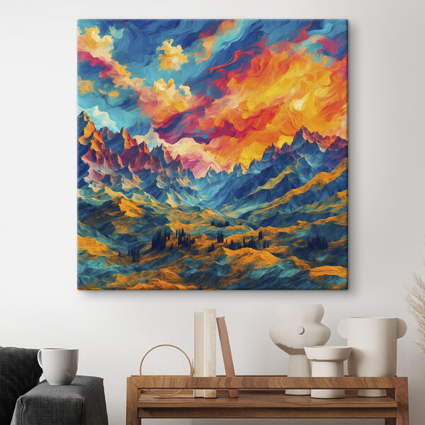 Paysage de montagne coloré avec nuages Tableaux Paysage de montagne coloré avec nuages