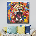 Tableaux Lion avec la bouche ouverte