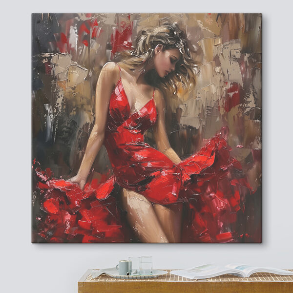 Peinture d'une femme en robe rouge Tableaux Peinture d'une femme en robe rouge