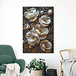 Tableaux Papier peint avec des fleurs et des feuilles