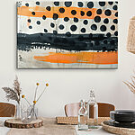 Tableaux Peinture noire et orange sur une surface blanche