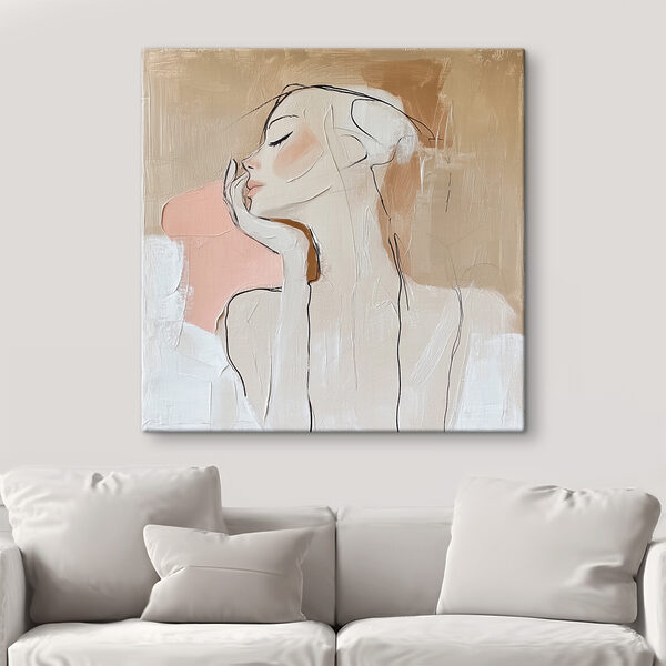 Peinture d'une femme avec la main sur le visage Tableaux Peinture d'une femme avec la main sur le visage