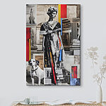 Tableaux Chien assis à côté d'une femme en robe