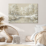 Tableaux Rivière avec arbres et neige