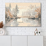 Tableaux Lac avec arbres et oiseaux