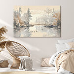 Tableaux Lac avec arbres et oiseaux