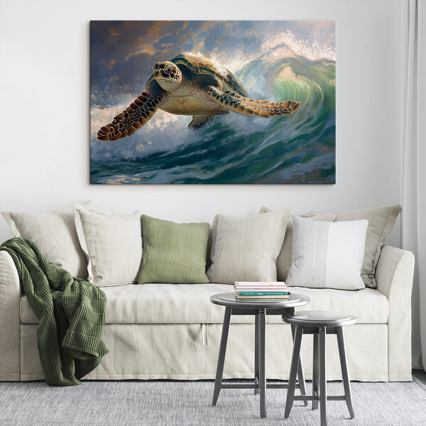 Tortue de mer nageant dans l'océan Tableaux Tortue de mer nageant dans l'océan