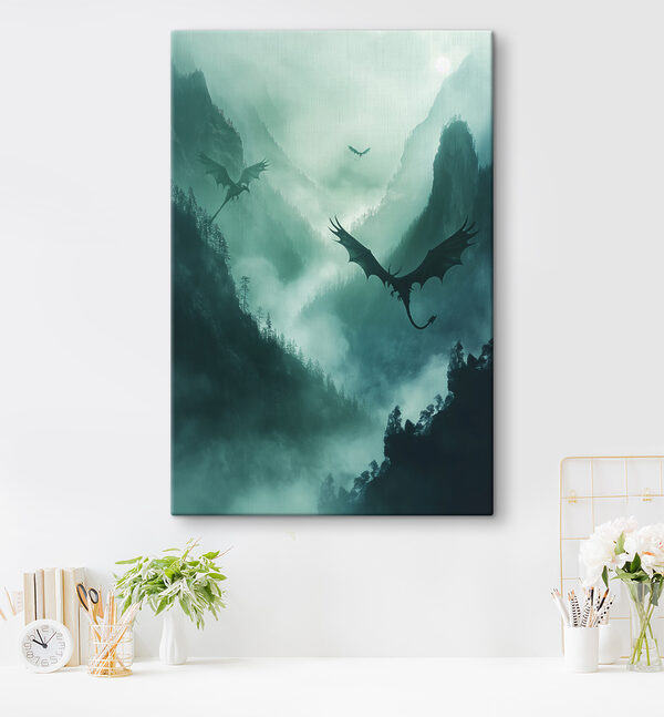 Groupe de dragons volant dans le ciel Tableaux Groupe de dragons volant dans le ciel