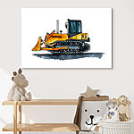 Tableaux Bulldozer jaune avec un godet