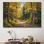 Tableaux Route à travers une forêt aux feuilles jaunes