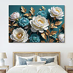 Tableaux Groupe de fleurs blanches et bleues