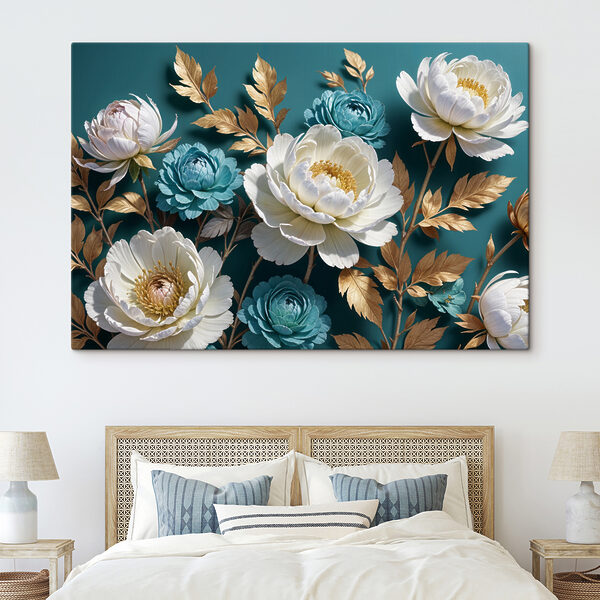 Groupe de fleurs blanches et bleues Tableaux Groupe de fleurs blanches et bleues