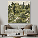 Tableaux Paysage avec des arbres et une maison sur le dessus