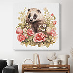 Tableaux Raton laveur entouré de fleurs