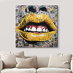 Tableaux Peinture d'une bouche et d'une bouche avec de l'argent