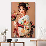 Tableaux Femme tenant des fleurs dans ses cheveux