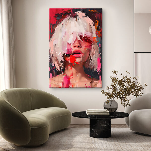 Femme aux cheveux blancs et à la peinture rose Tableaux Femme aux cheveux blancs et à la peinture rose