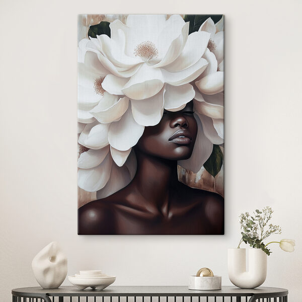 Femme avec des fleurs blanches sur la tête Tableaux Femme avec des fleurs blanches sur la tête