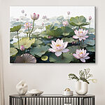 Tableaux Groupe de fleurs roses et de feuilles vertes