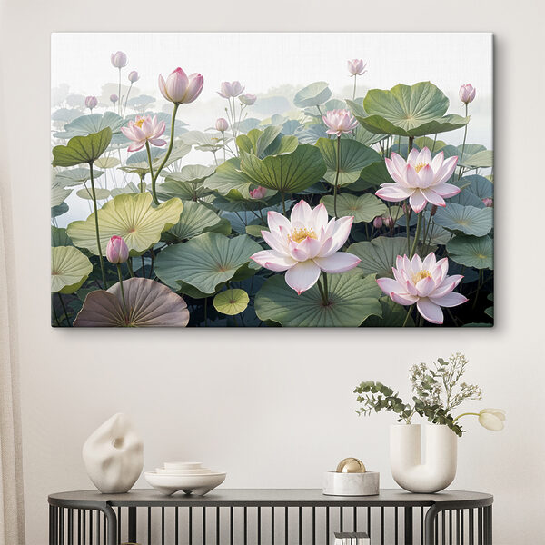 Groupe de fleurs roses et de feuilles vertes Tableaux Groupe de fleurs roses et de feuilles vertes