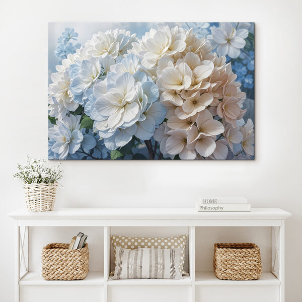Groupe de fleurs blanches et bleues Tableaux Groupe de fleurs blanches et bleues